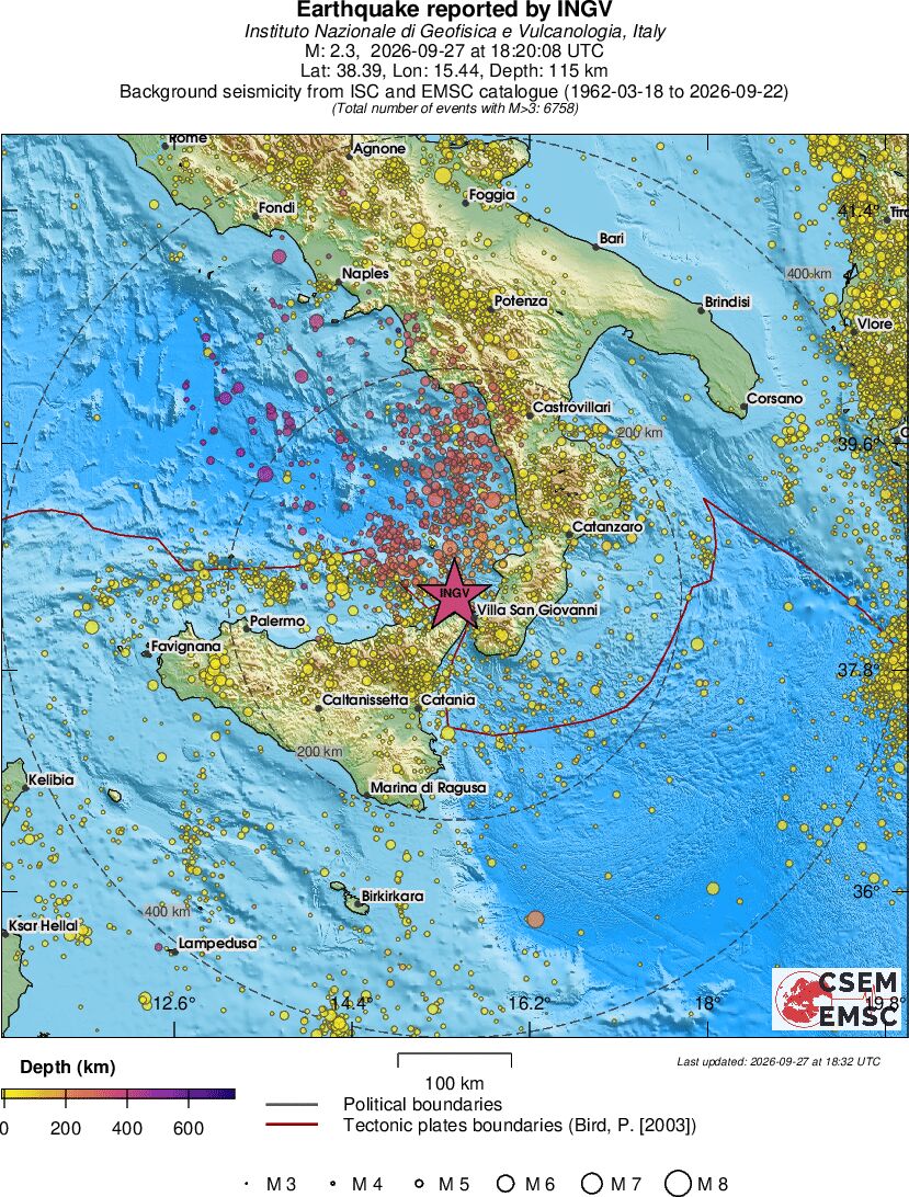 regional depth historical seismicity