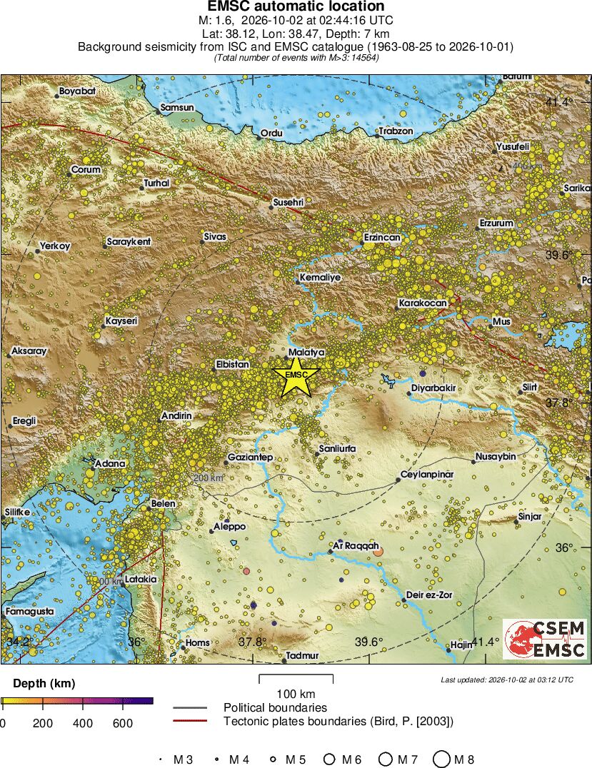 regional depth historical seismicity
