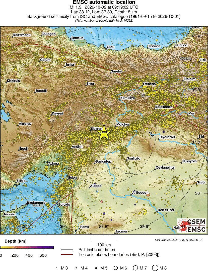 regional depth historical seismicity