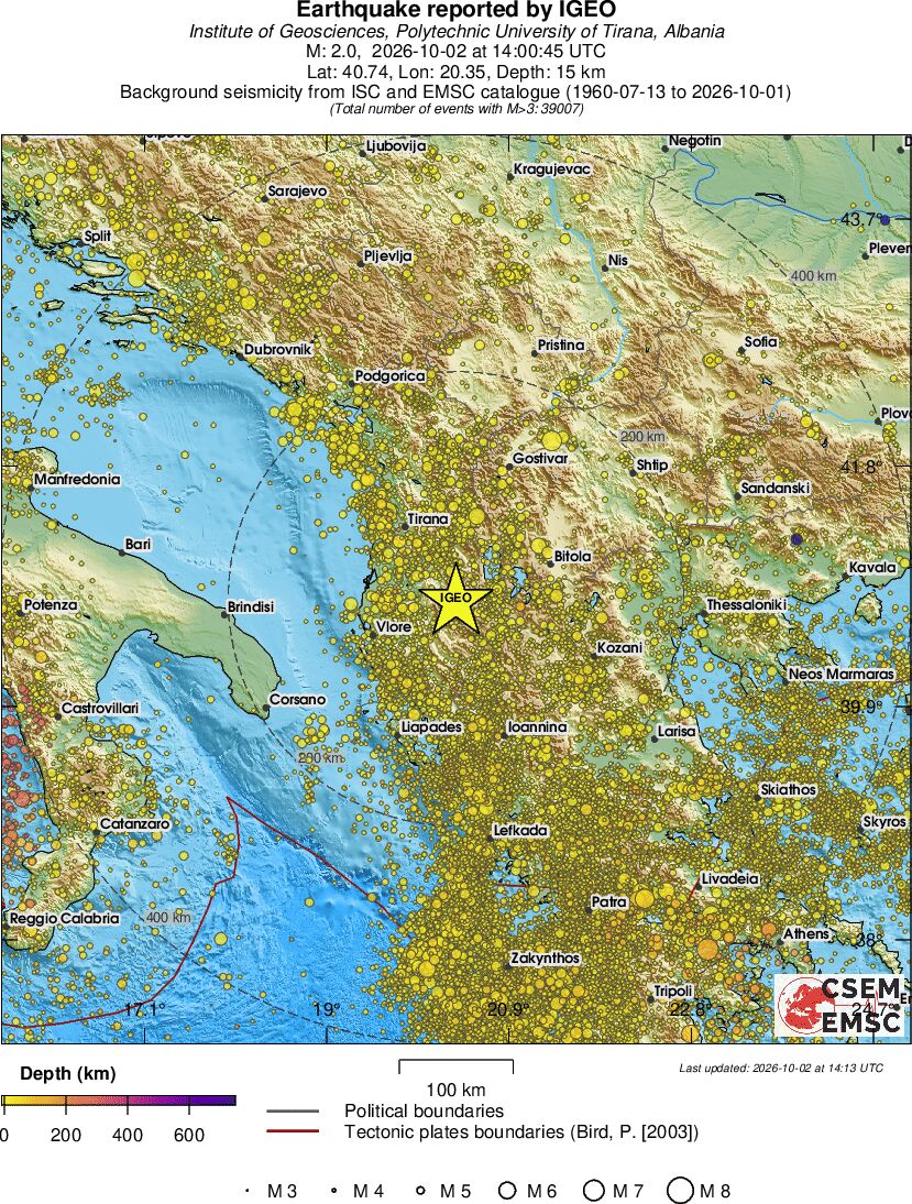 regional depth historical seismicity