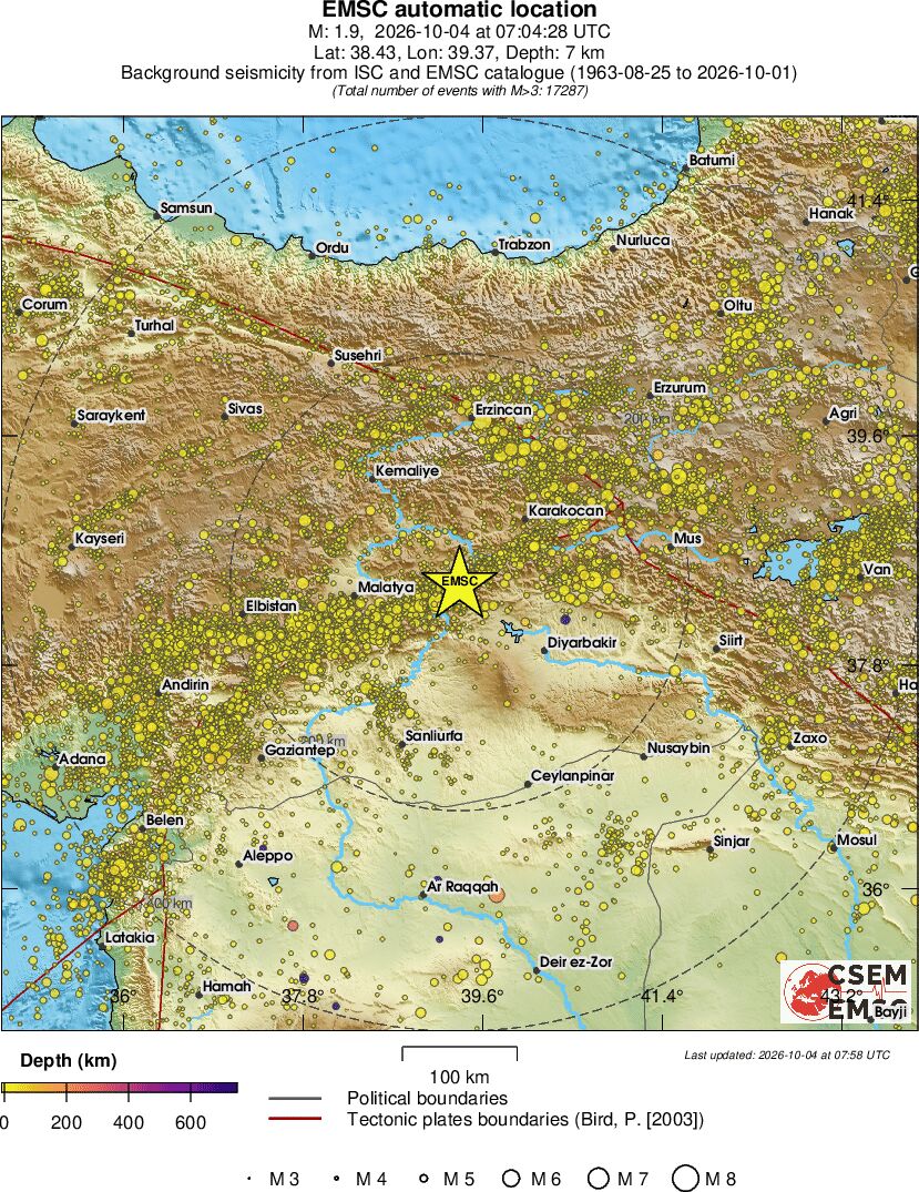 regional depth historical seismicity