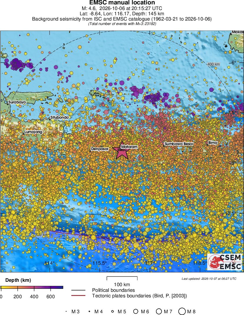 regional depth historical seismicity