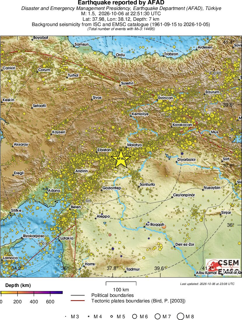 regional depth historical seismicity