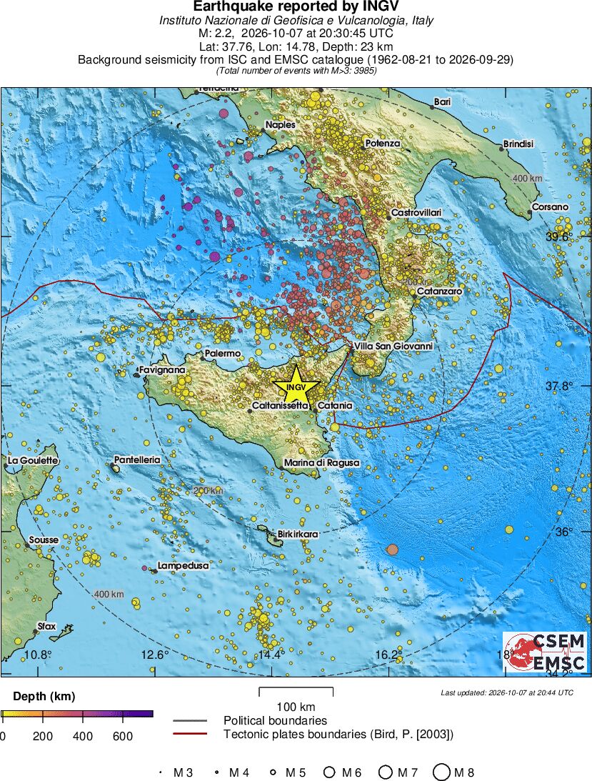 regional depth historical seismicity