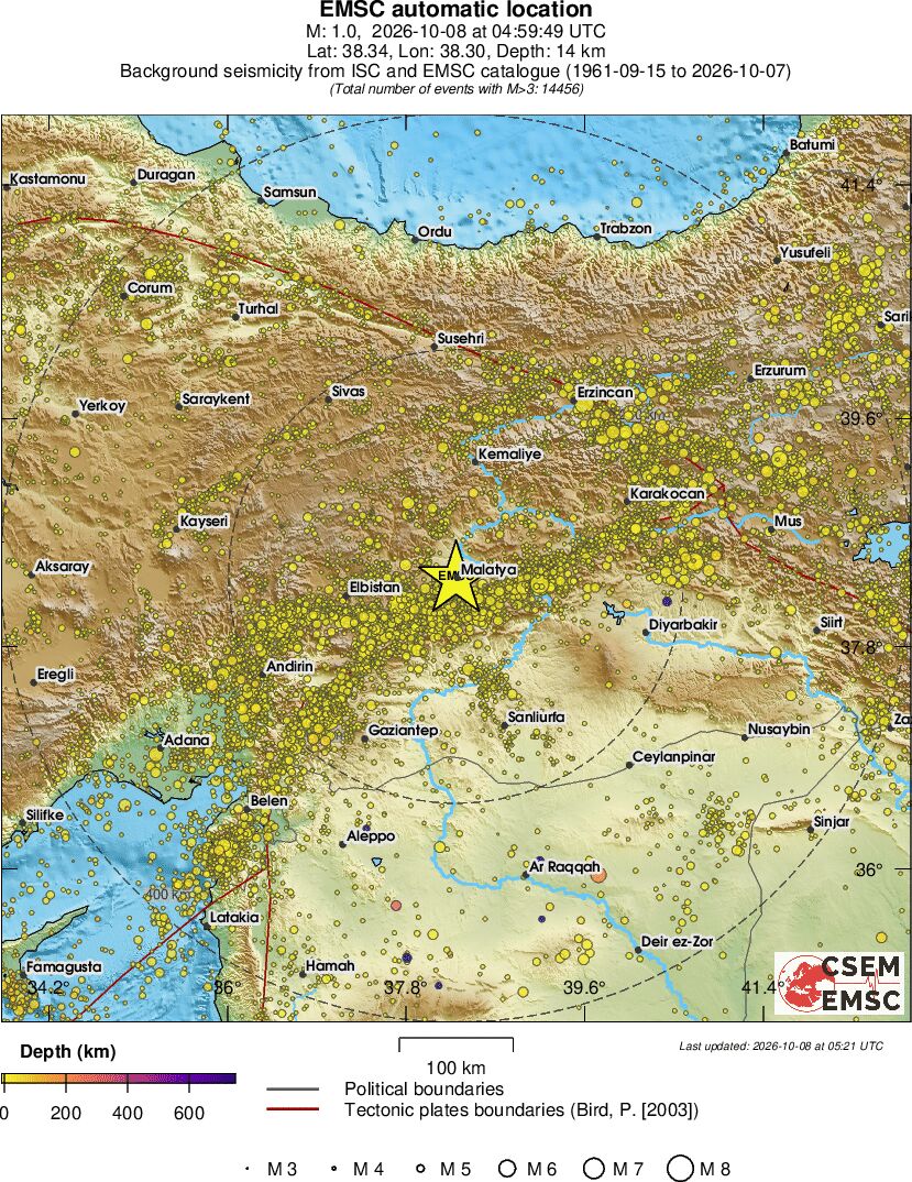 regional depth historical seismicity
