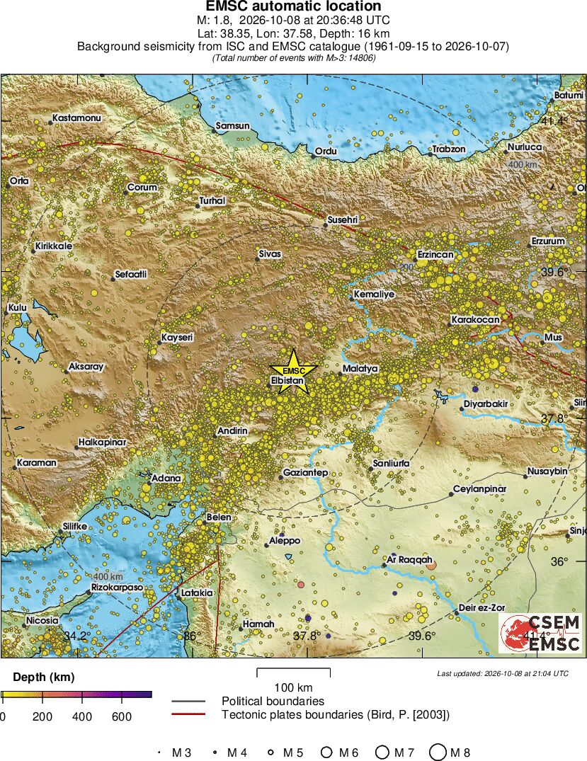 regional depth historical seismicity