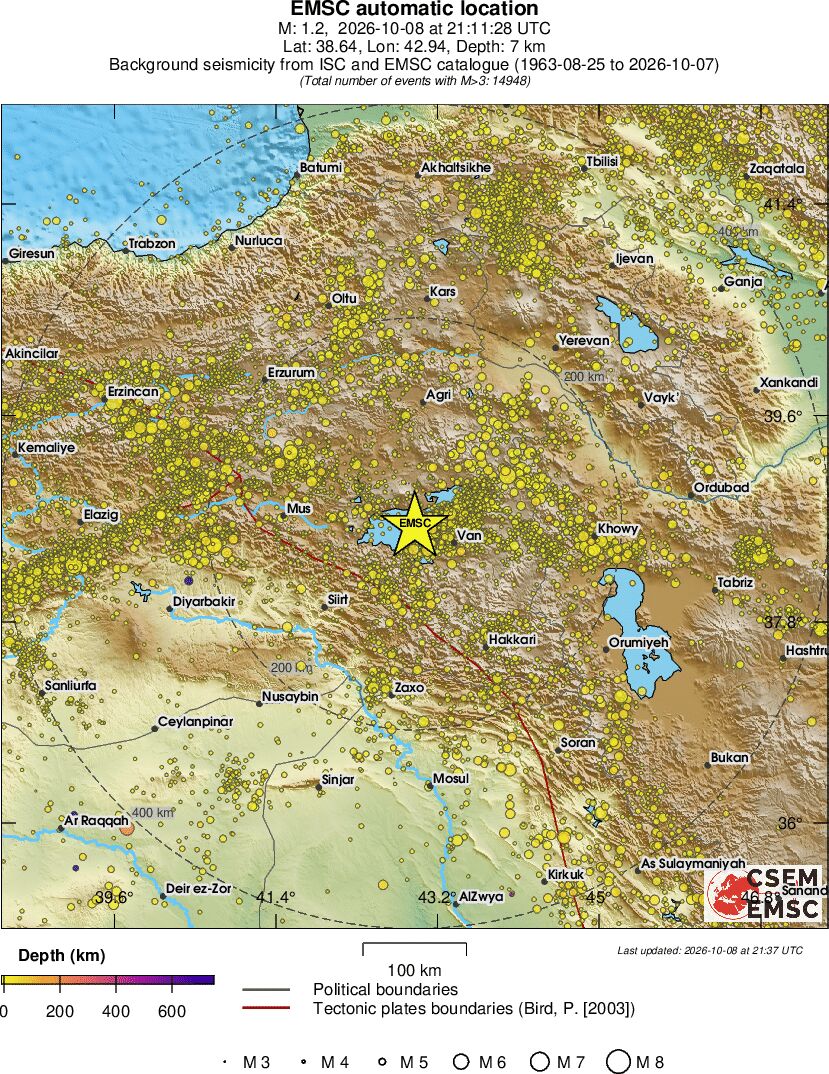 regional depth historical seismicity