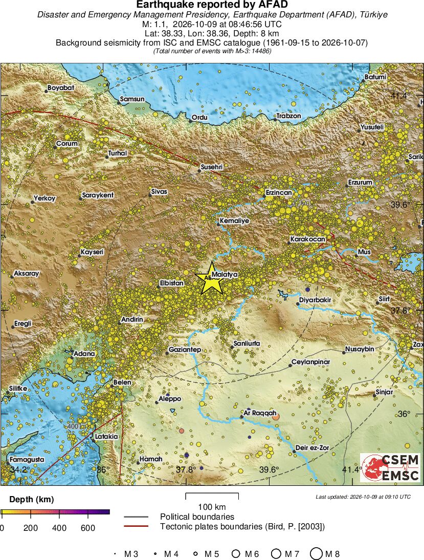 regional depth historical seismicity