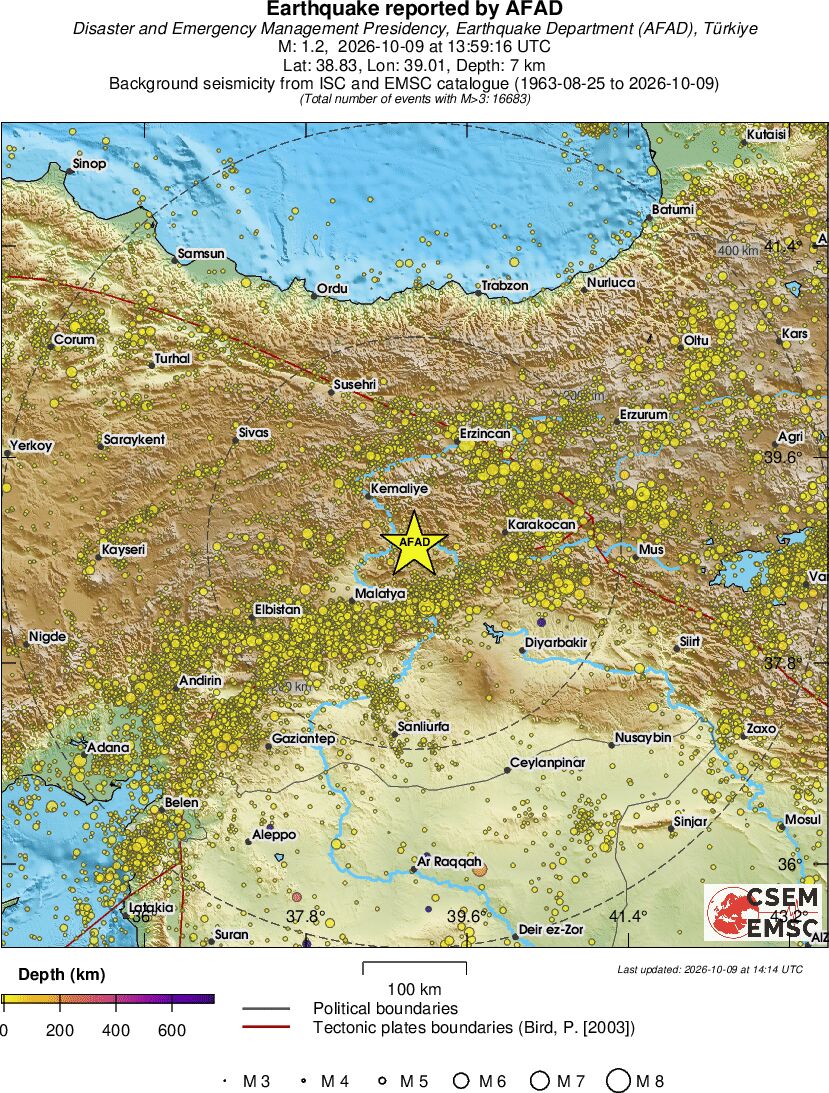regional depth historical seismicity