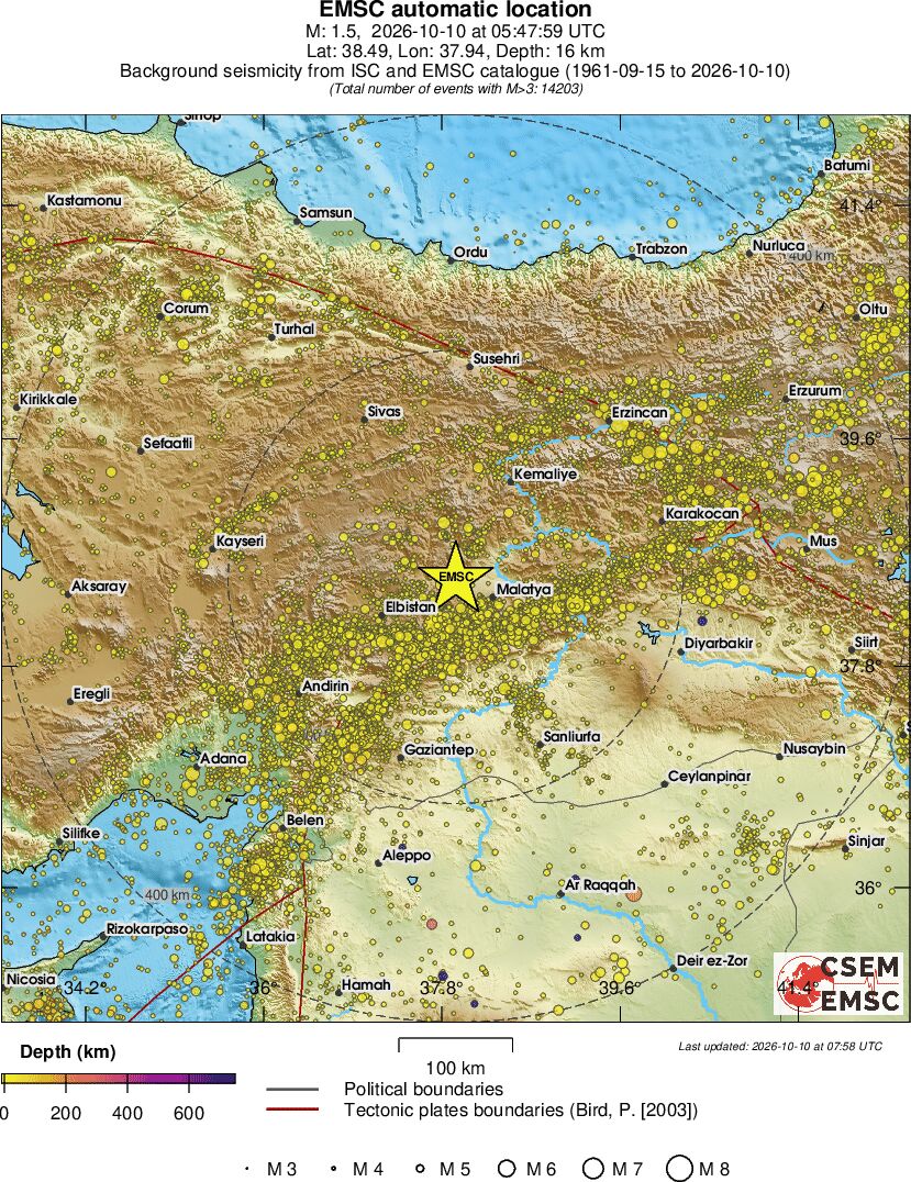 regional depth historical seismicity