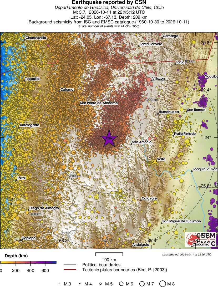 regional depth historical seismicity