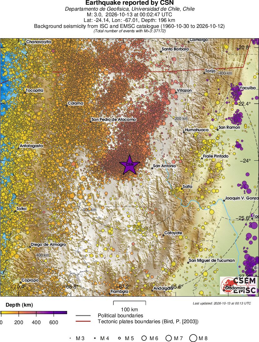 regional depth historical seismicity