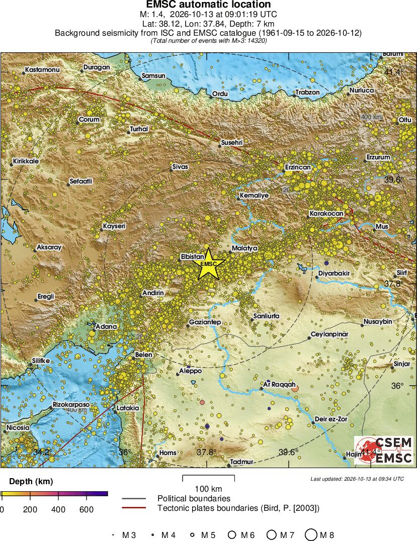 regional depth historical seismicity