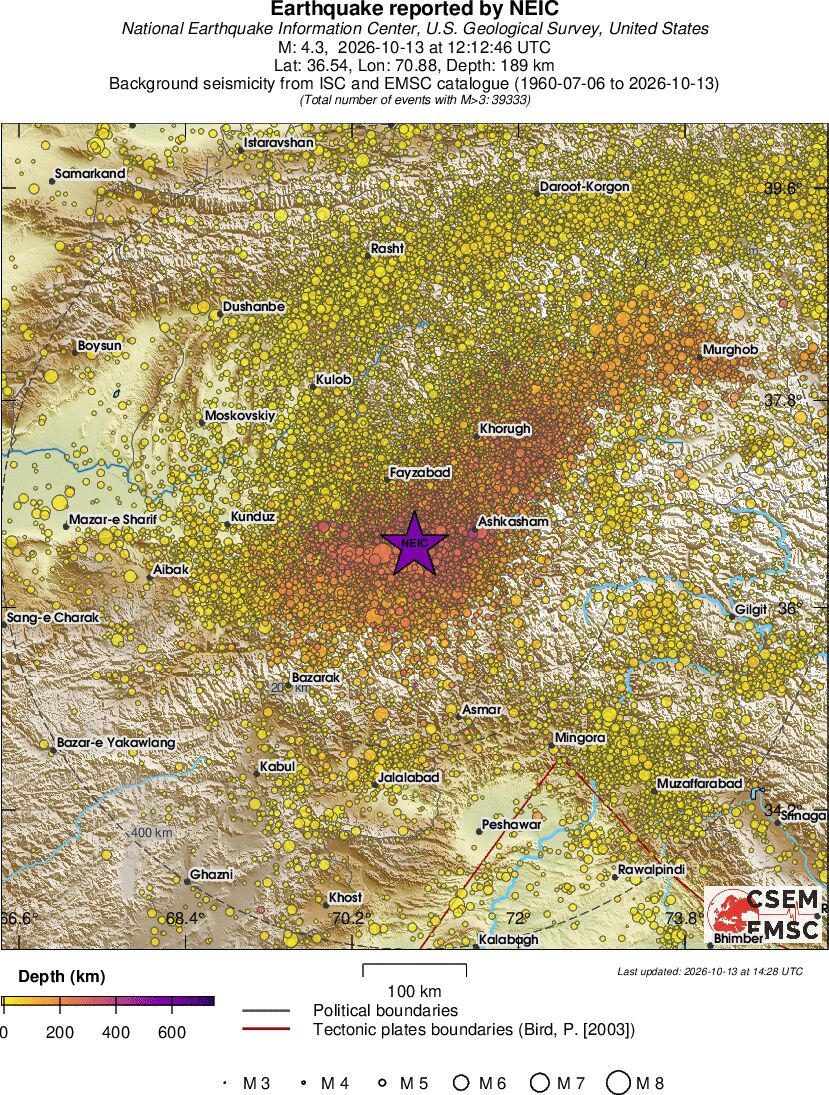 regional depth historical seismicity
