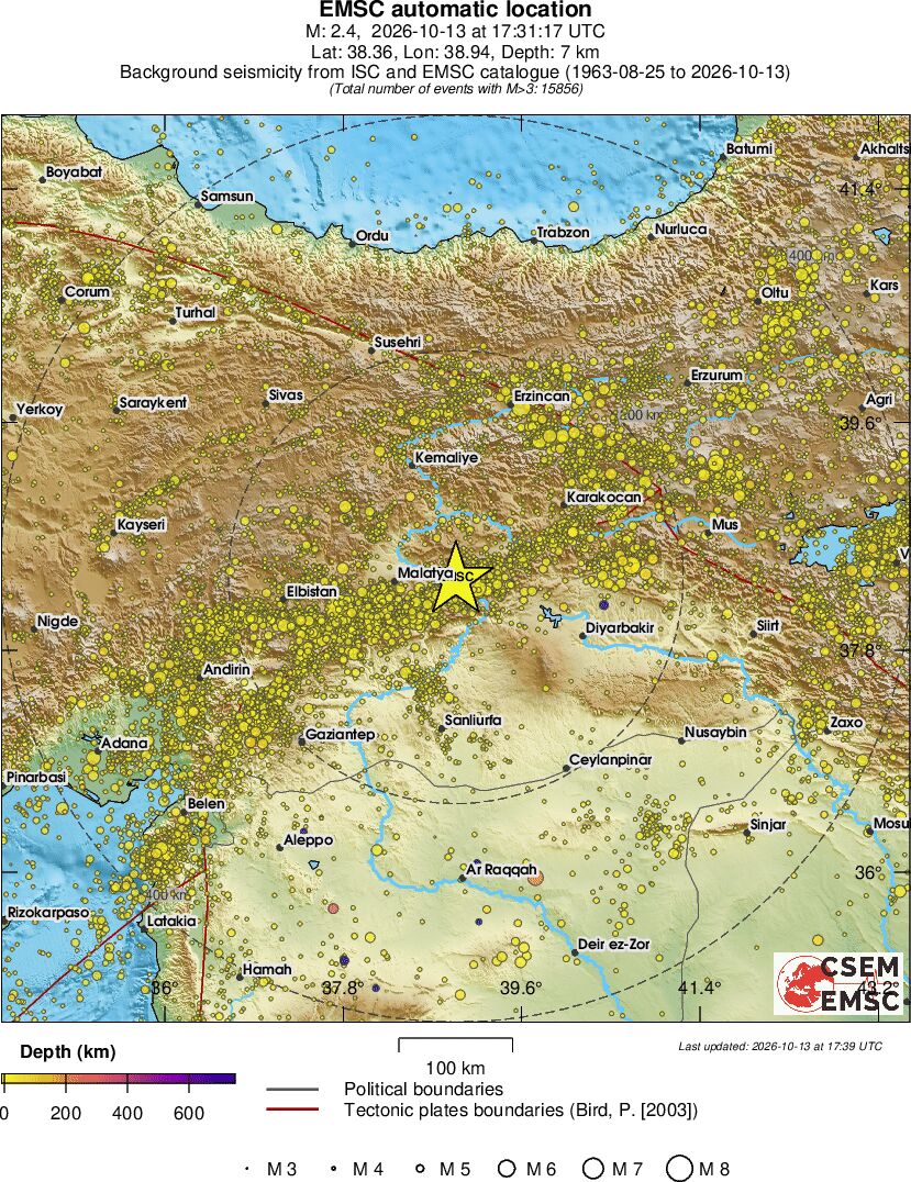regional depth historical seismicity