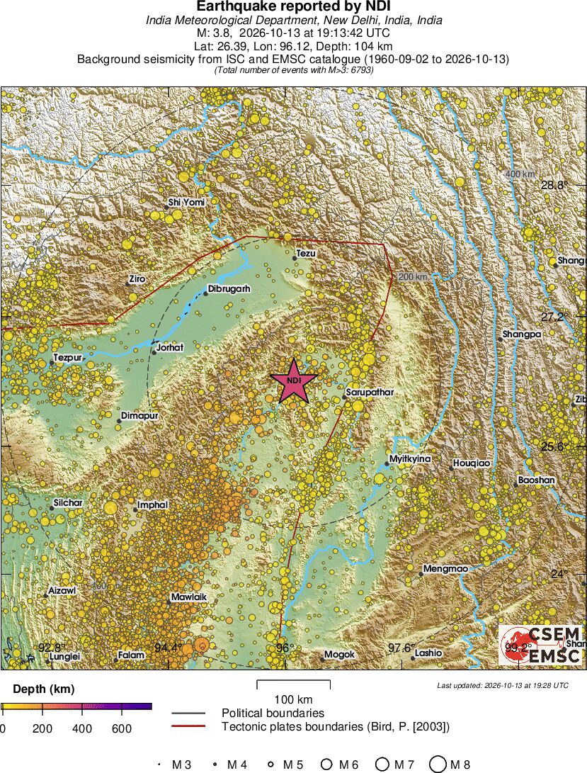 regional depth historical seismicity
