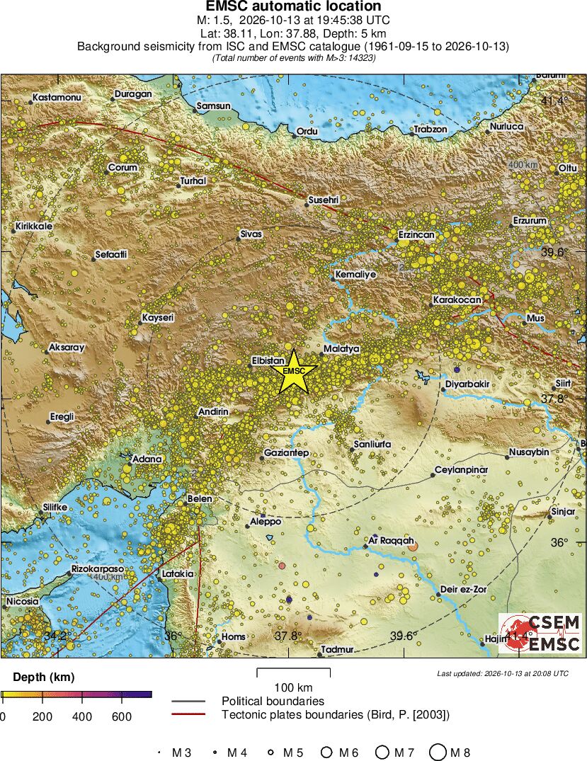 regional depth historical seismicity