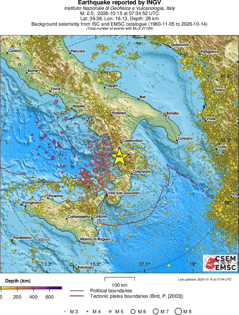 regional depth historical seismicity