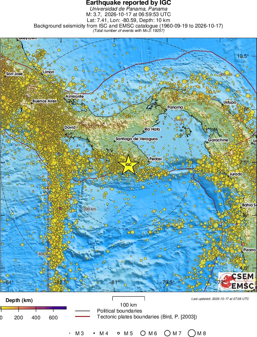 regional depth historical seismicity
