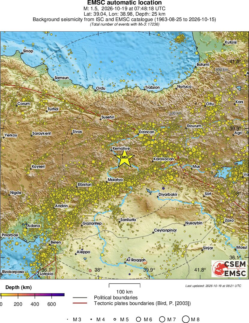 regional depth historical seismicity