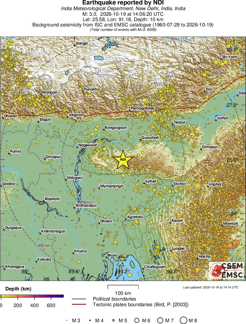 regional depth historical seismicity