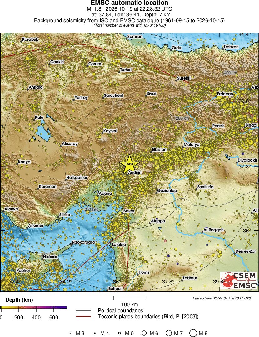 regional depth historical seismicity