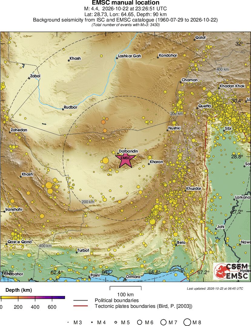 regional depth historical seismicity
