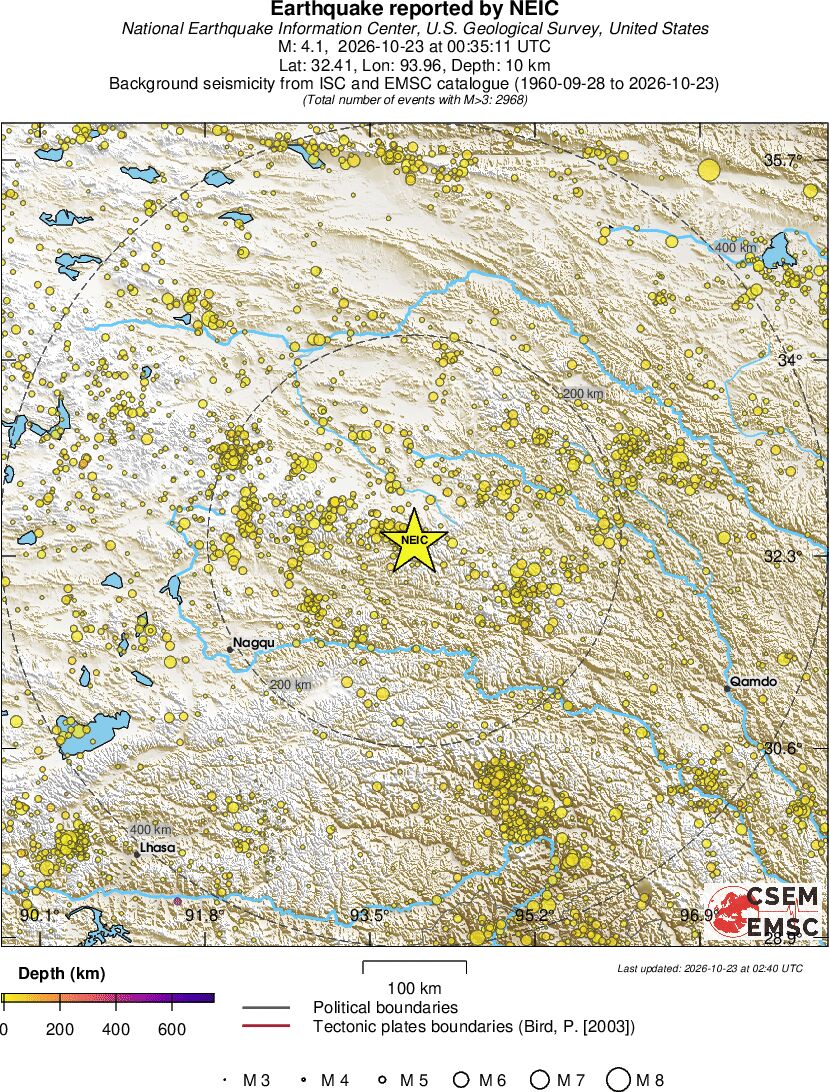 regional depth historical seismicity