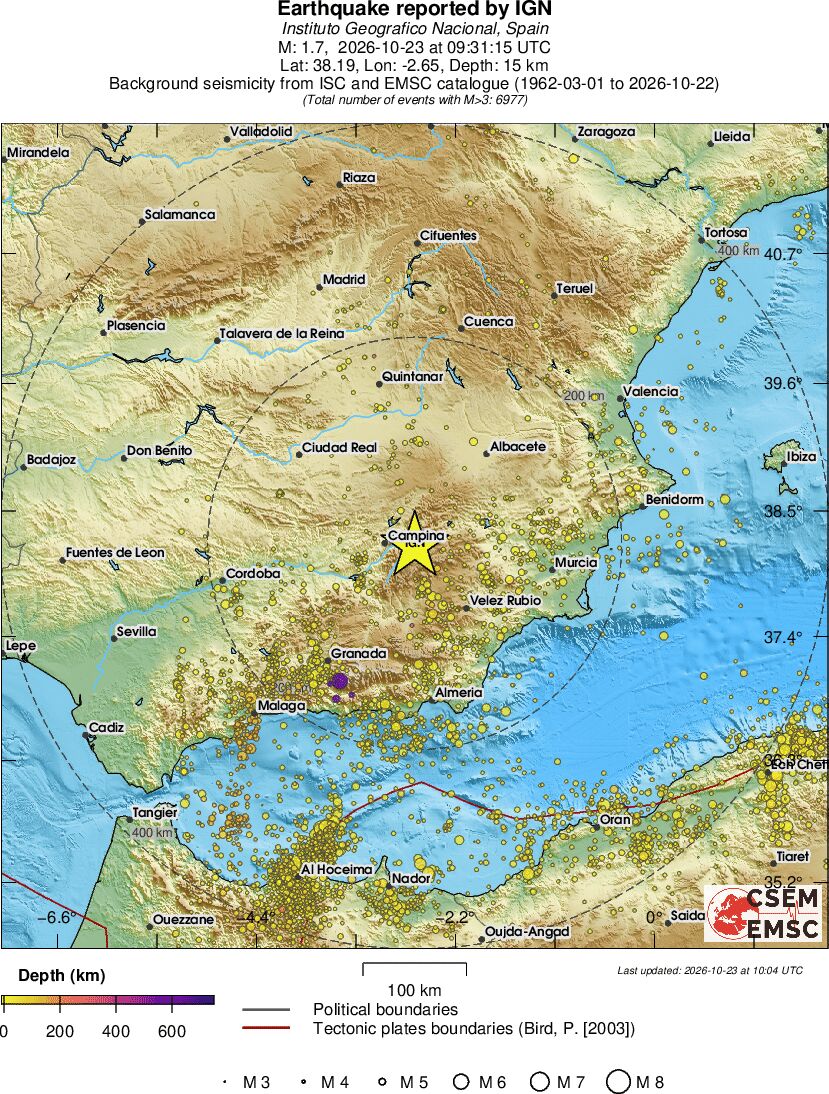 regional depth historical seismicity
