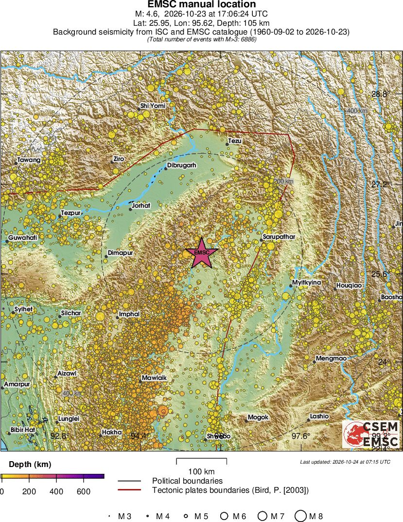 regional depth historical seismicity