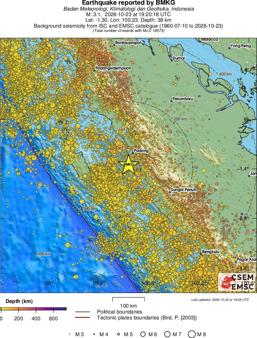 regional depth historical seismicity