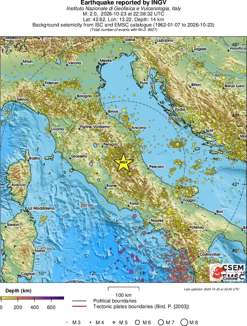 regional depth historical seismicity