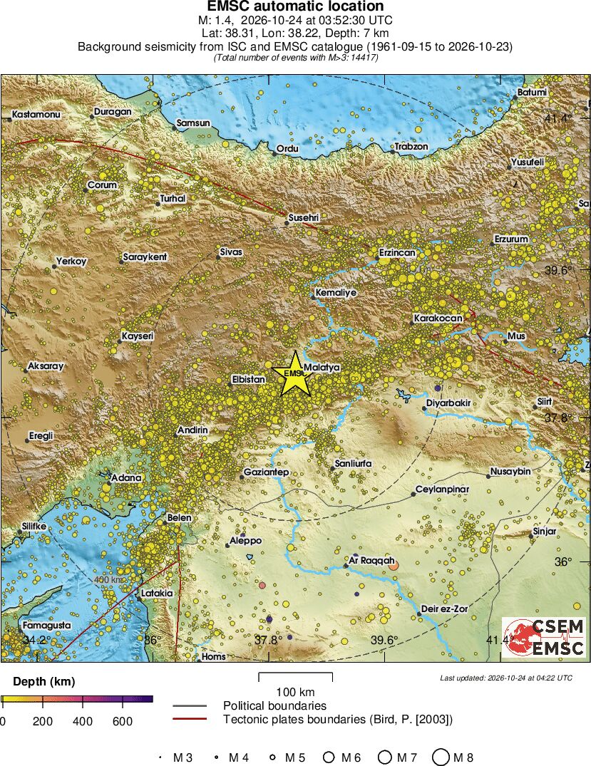 regional depth historical seismicity