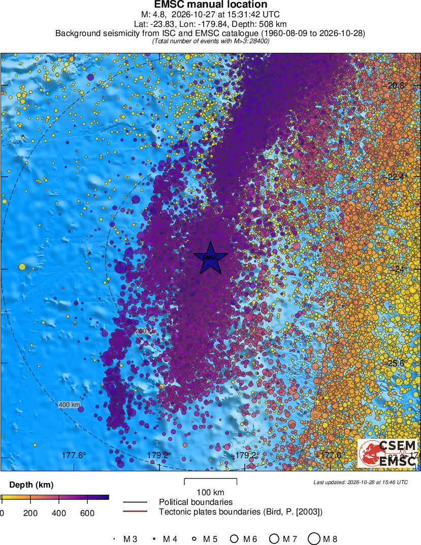 regional depth historical seismicity