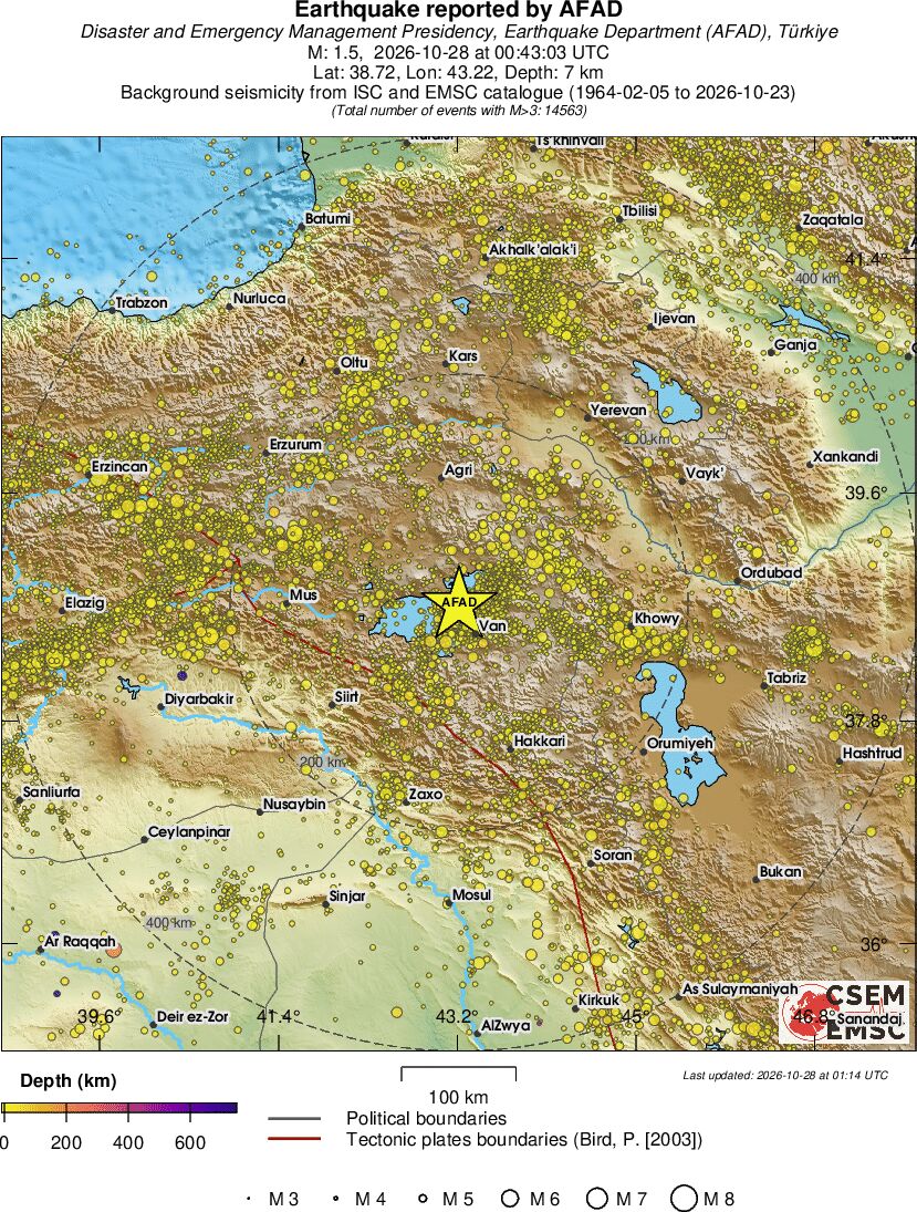 regional depth historical seismicity