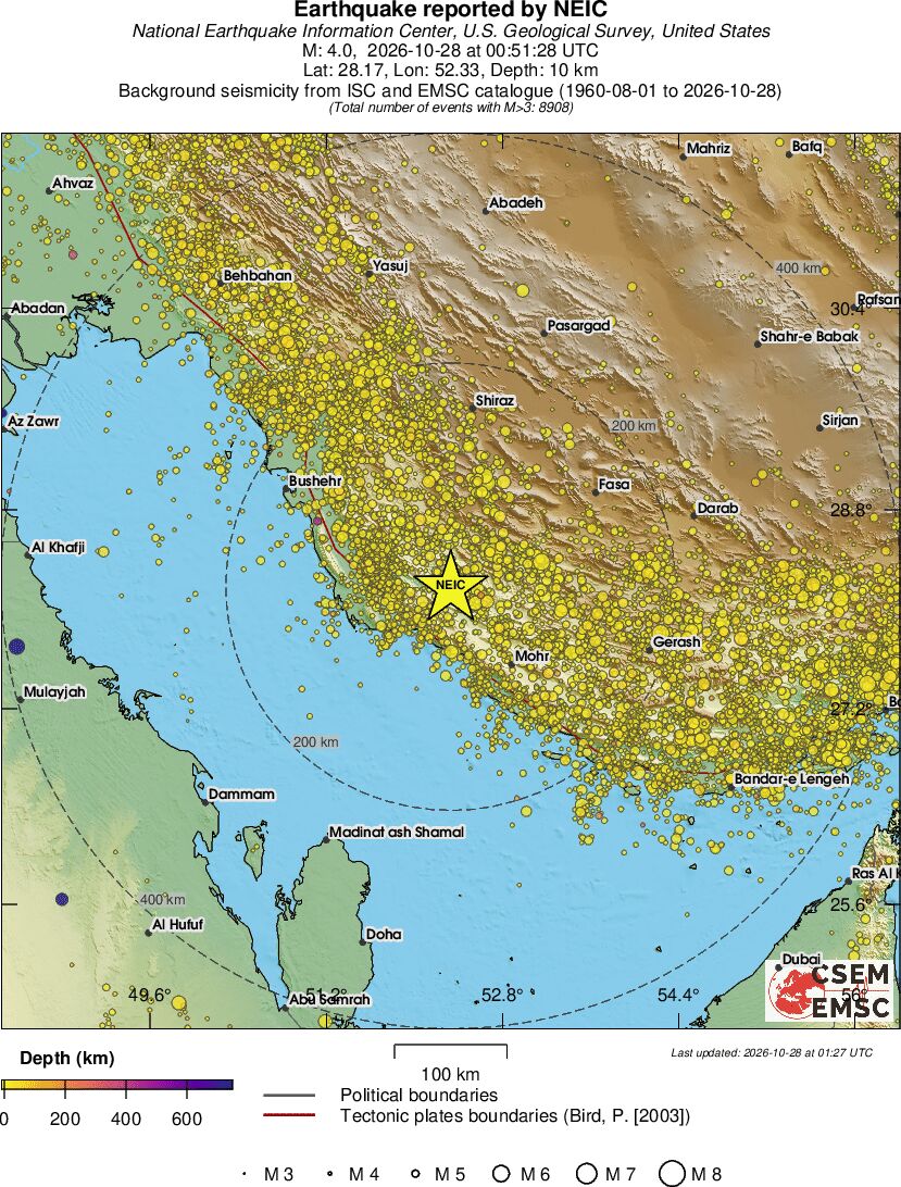 regional depth historical seismicity