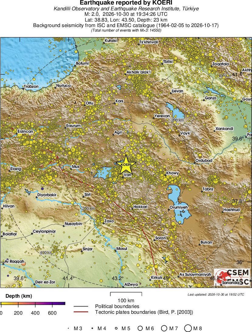 regional depth historical seismicity