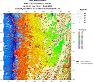 regional depth historical seismicity