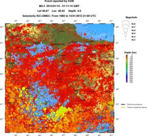 regional depth historical seismicity