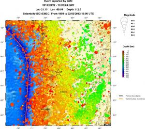 regional depth historical seismicity