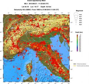 regional depth historical seismicity