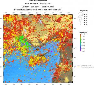 regional depth historical seismicity