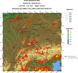 regional depth historical seismicity