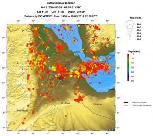 regional depth historical seismicity