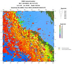 regional depth historical seismicity