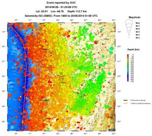 regional depth historical seismicity