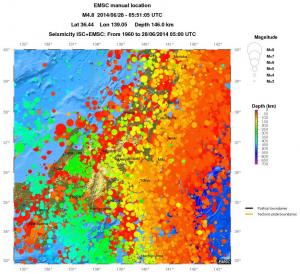 regional depth historical seismicity