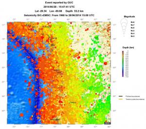 regional depth historical seismicity