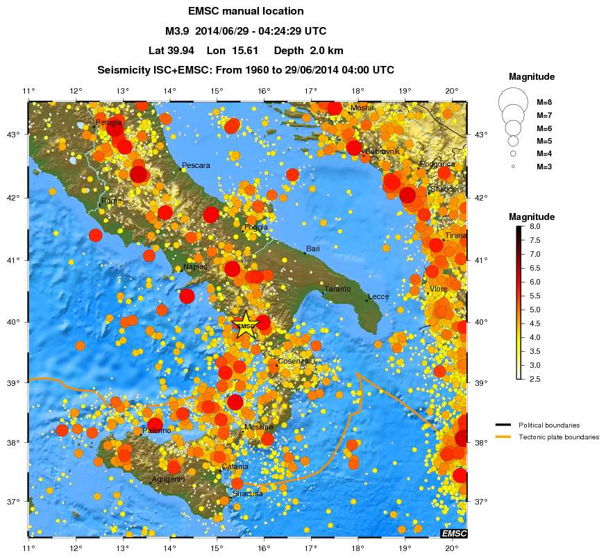 regional magnitude historical seismicity