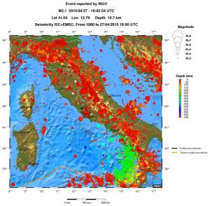 regional depth historical seismicity